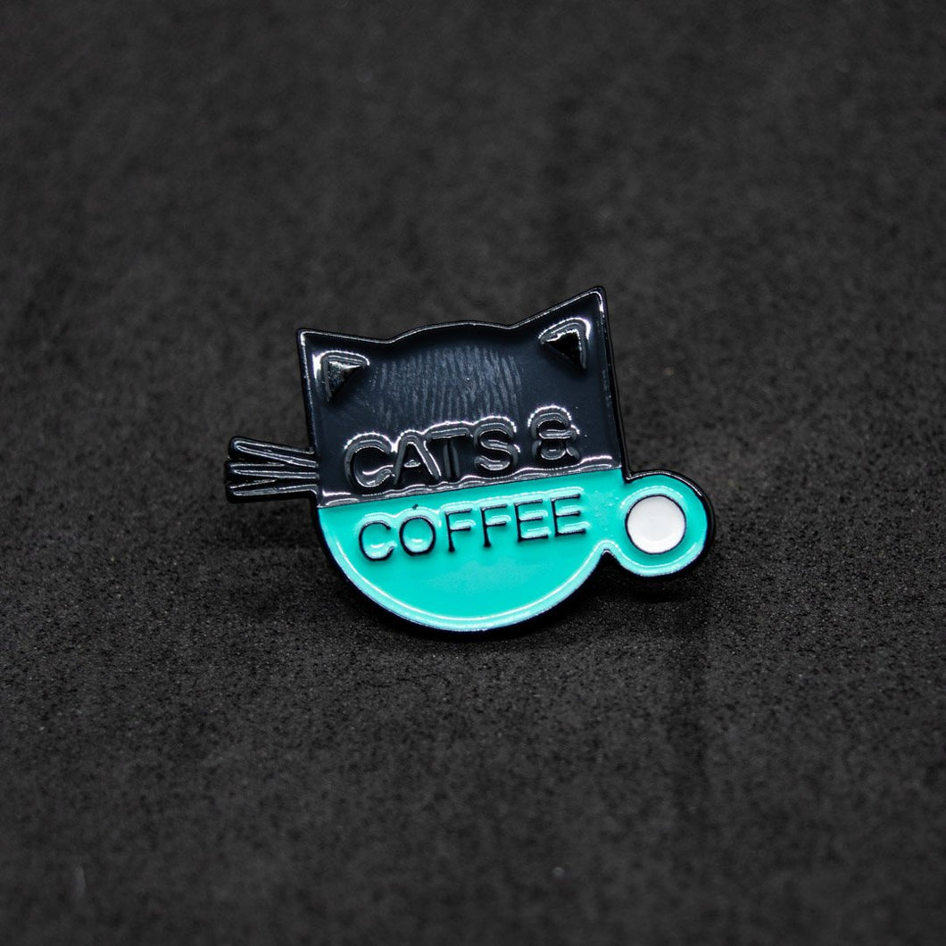 Pin cats and coffee cup